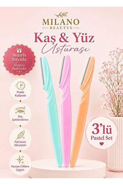 MİLANO BEAUTYS 3'lü Kaş-Yüz Tüy Alma Ustura