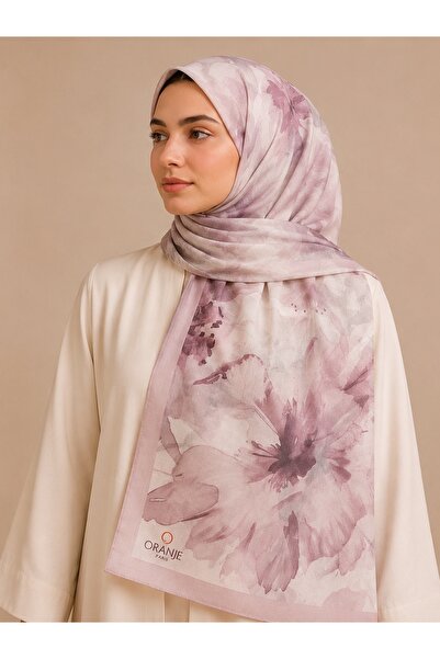Saaye Babil İpek Aurora Desenli Pembe Şal 190x80 cm
