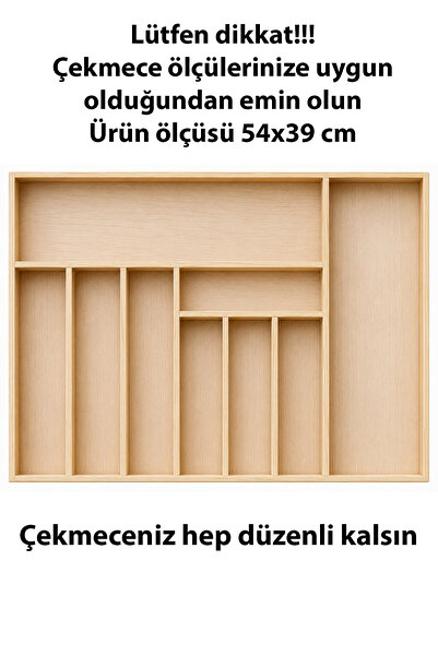ayfiwood 54X39 cm Cutlery Drawer Organizer |   Natural Wooden Kitchen Organiz...