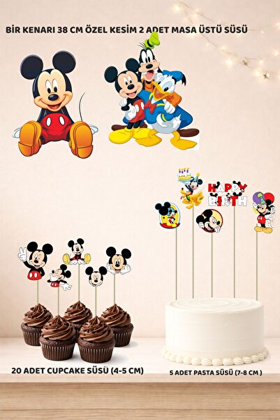 Sinek Kupası Tasarım Mickey Mouse Birthday Decoration Set - Cake Decoration, ...