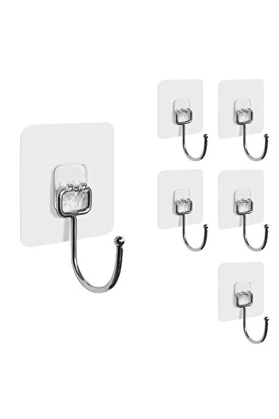 OEM Set 6 Carlige tip Cuier, Mari cu Adeziv Puternic, Fara gauri in pereti, T...