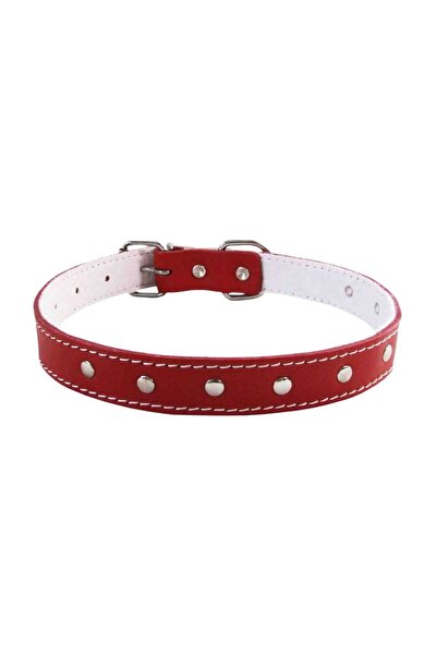 4dog Zgardă de câine din piele cu ținte decorative, Roșu, 12/360 mm
