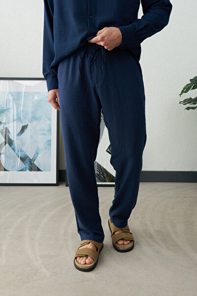 İLKCET MODA Pantaloni boyfriend din in pentru bărbați, albastru marin, croial...