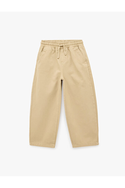 Koton Beli Lace-Up Cotton Balloon Form Pants