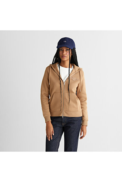 Gant Kadın Yeşil Regular Fit Kapüşonlu Fermuarlıı Sweatshirt
