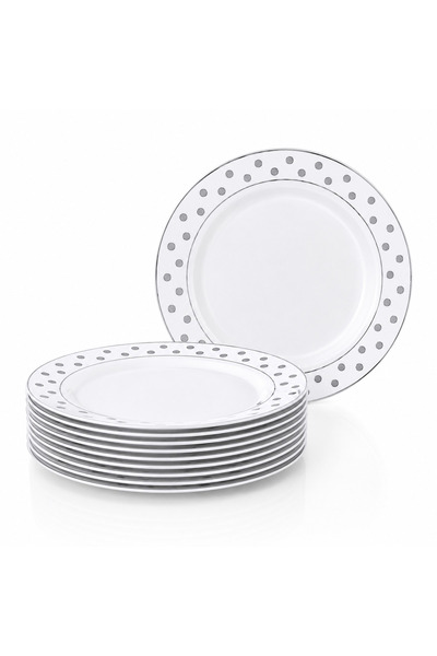 mastergold Premium Disposable Plastic Plates 9 Inch Set of 10 White with Silv...