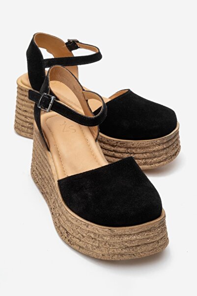 Zeynep Sıradağlı Connell Women's Genuine Leather Sandals Black Suede