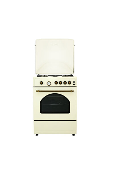 Samus SR660G4C1 Aragaz rustic cu 4 arzătoare pe gaz, cu cuptor de 55L, Bej vi...