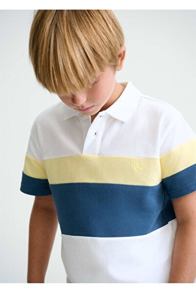 MAYORAL Boy's Polo Collar T-Shirt White-Yellow 6168