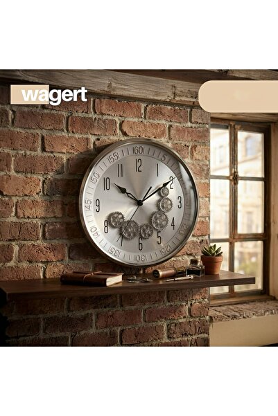 CEZVE HOME Wall Clock with Wheel Detail and Minute Markers - Retro Metal Wall...