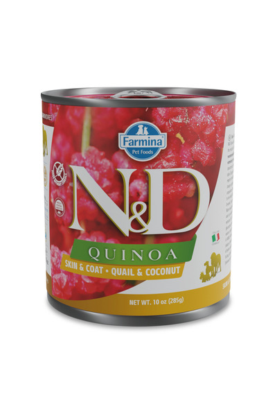 Farmina N&D Quinoa Piele și Blană Carne de Prepeliță Hrană Umedă pentru Câini...