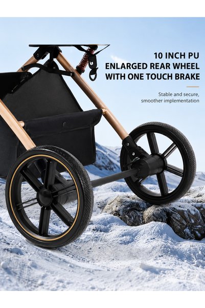 Crestj 3-in-1 Baby Stroller One-Hand Folding, with 80X36Cm Sleeping Cot and 66X42X52Cm Car Seat. Steel Structure