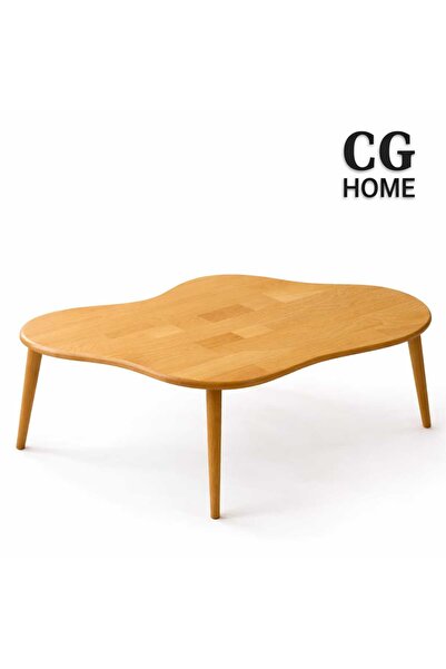 CG HOME Liza Doğal Ahşap Masif Orta Sehpa , Modern Asimetrik Iskandinav Sehpa...