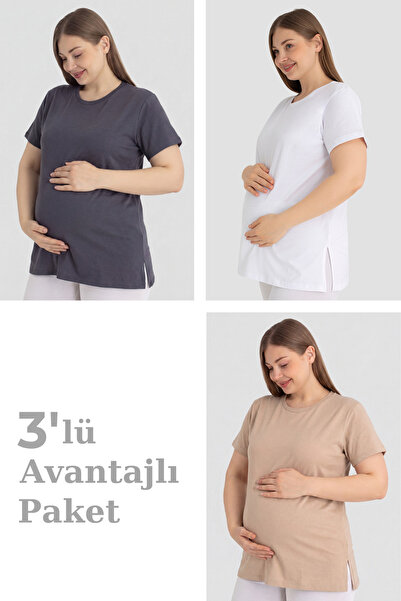Arma Yıldız Pamučna majica za trudnice sa kratkim rukavima, 3 komada – mekana...