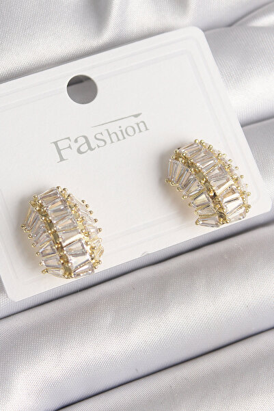OGHAMAY Brass Gold Color Zircon Stone Turtle Shell Model Women's Earrings