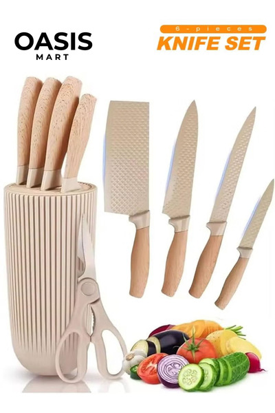 OASIS MART Professional 6-Piece Kitchen Knife Set with Universal Non-Stick Kn...