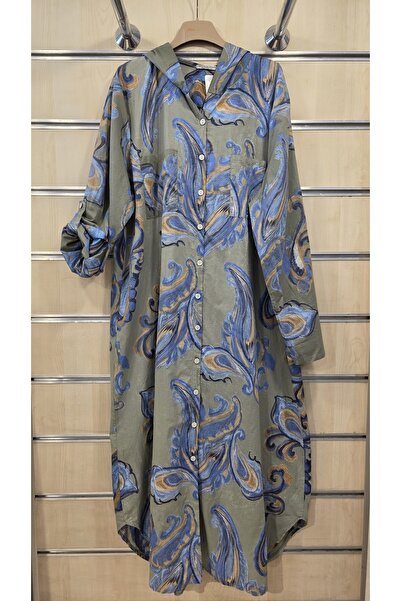 Park Moda Italian Hooded Shirt Dress 100% Cotton