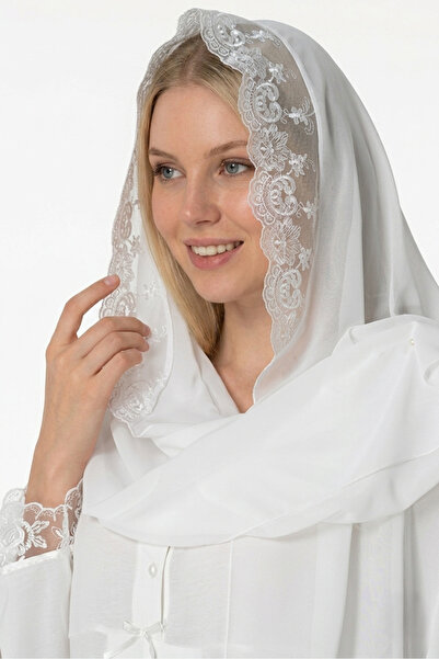 Lohusa Homewear Women's Ecru Lace Detailed Chiffon Maternity Shawl