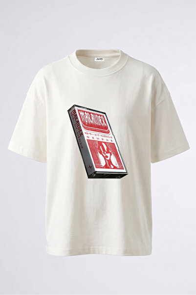 Anetos Tricou oversize alb din bumbac cu imprimeu pe spate Marauder Cassette ...