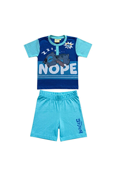 Stitch Pijamale copii, mânecă scurtă, 100% bumbac, albastru, Hero,