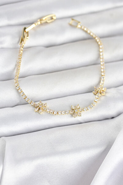 OGHAMAY Brass Gold Color Flower Model Zircon Stone Waterway Women's Bracelet