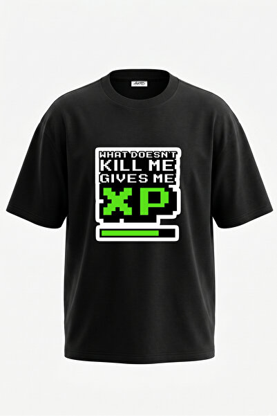 Anetos Μπλουζάκι XP Gaming Design με στάμπα στην πλάτη, βαμβακερό μαύρο oversize