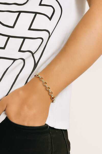 OGHAMAY Gold Color Doc Chain Unisex Steel Bracelet - 3346