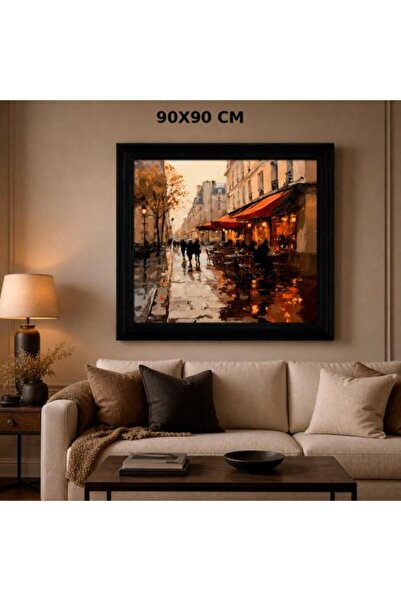 Generic Luxury wall painting with classic European street design with black f...