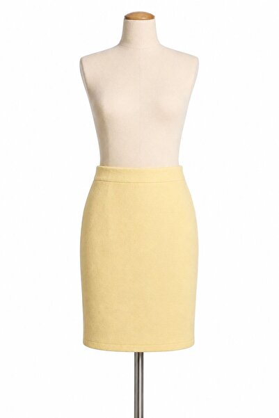ARDENİM Yellow Jacquard Textured High Waist Pencil Skirt with Slit Detail