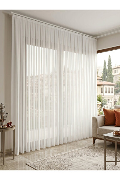 Demor Home Ağır Gramajlı 1'e 3 Sık Pile Bambu Tül Perde Premium Dökümlü Görün...