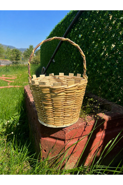 Tasarım El Yapımı Dekoratif Çok Amaçlı Hasır Sepet 20x16x28cm