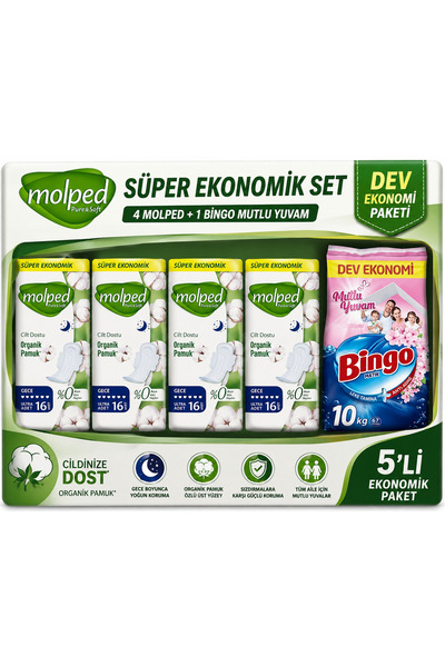 Molped Pure & Soft Gecé 16-Pack X4 + Bing Mutlu Yuvam 10 kg |   Ailalevi Hygi...