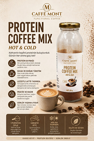 CAFFEMONT Protein Coffee Mix Latte – Yüksek Proteinli Hazır Kahve Karışımı 20 g