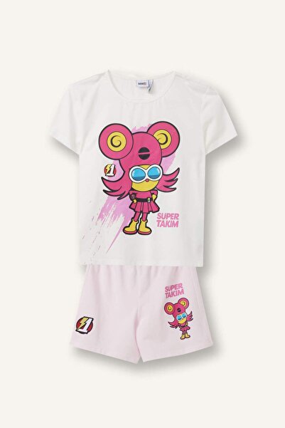 DeFacto Super 1 Set Licensed 2-Piece White Pajama Set for Girls H7996A826Sm