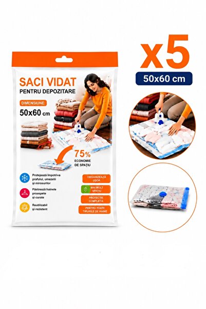 OEM HomeRoy – Set 5 Bucăți Saci Vacuum pentru Haine, 50X60cm