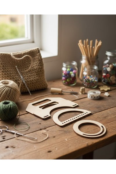 ih ihra 3 Pairs (6 Pieces) Wooden Bag Handles - Mdf Bag Handle Set - Handmade Bag Accessory