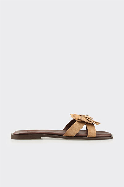 Elle Shoes Taba Deri Kadın Terlik