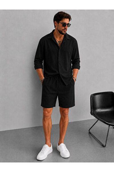 S&A DESIGN Set de pantaloni scurți și cămașă din țesătură otomană de vară pen...