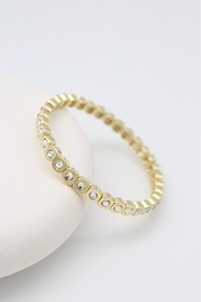Bade Jewelry Vip Gold Thin Square Row Stone Premium Elastic Anti-Tarnish Stee...