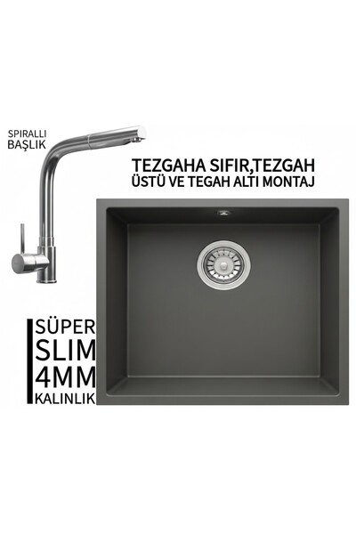 RealStone Steep 50 Antrasit Granit Evye & Abant Antrasit Uyumlu Batarya Seti