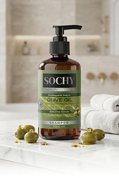 SOCHY Zeytinyağlı Doğal Şampuan 1000 ML Kolejen Biotin B7 Dökülme Karşıtı