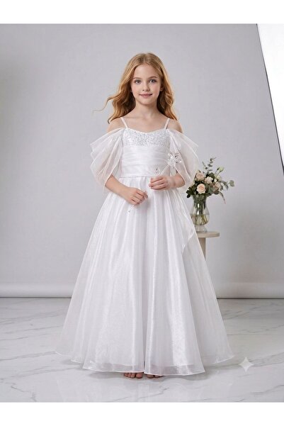 ESKİŞEHİR YUMURCAK Girl's Strappy Long Evening Dress