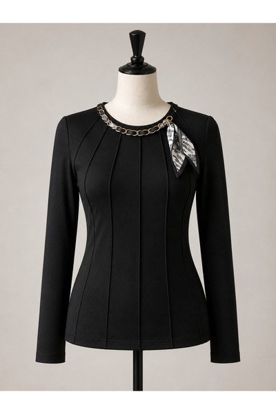 Gündoğan Women's Tie Detailed Lycra Combed Cotton Sport Viscose Blouse