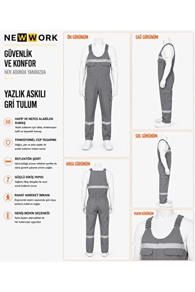 Newwork 16/12 YAZLIK ASKILI GRİ İŞ TULUMU