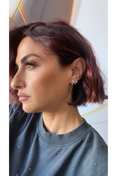 Byoz store Xuping Heart Detailed Zircon Stone Single Earring with Double Earr...