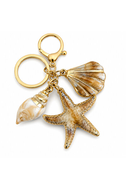 Tuysa Jewelry Deniz Kabuğu & Deniz Yıldızı Figürlü Gold Renk Anahtarlık Çanta...