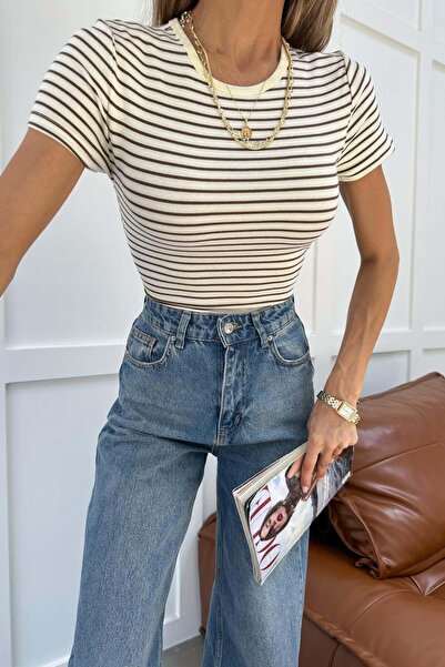 mylove Short Sleeve Striped Tshirt Yellow