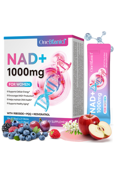 Onebtanicl NAD+ 1000mg pentru Femei – Sirop Fructat în Stick-uri | Cu Ribosid...
