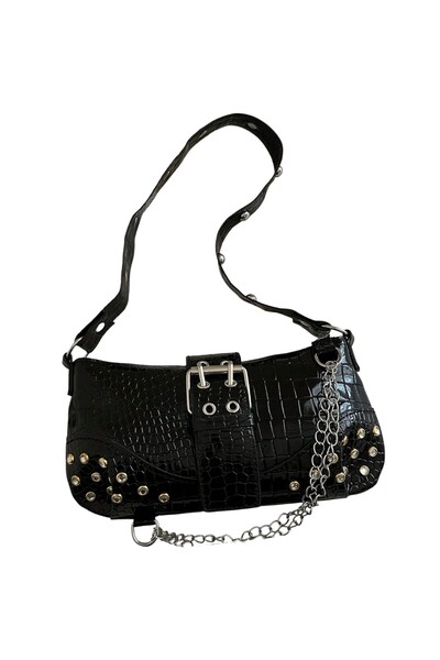 OEM Geanta dama de umar, neagra, PU Piele, 26x16cm