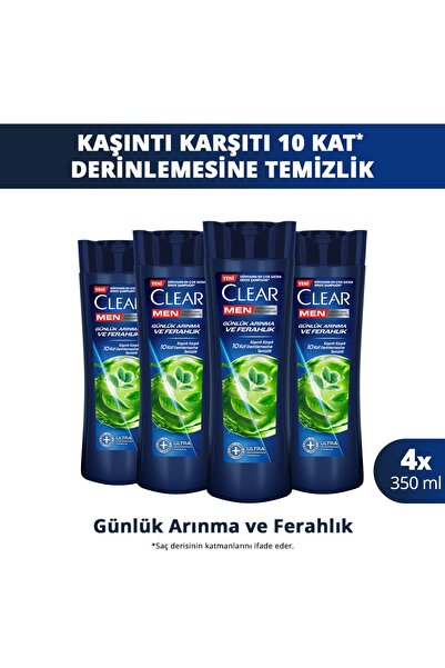 Clear Men Kepeğe Karşı Etkili Şampuan Günlük Arınma ve Ferahlık 350 ml x4